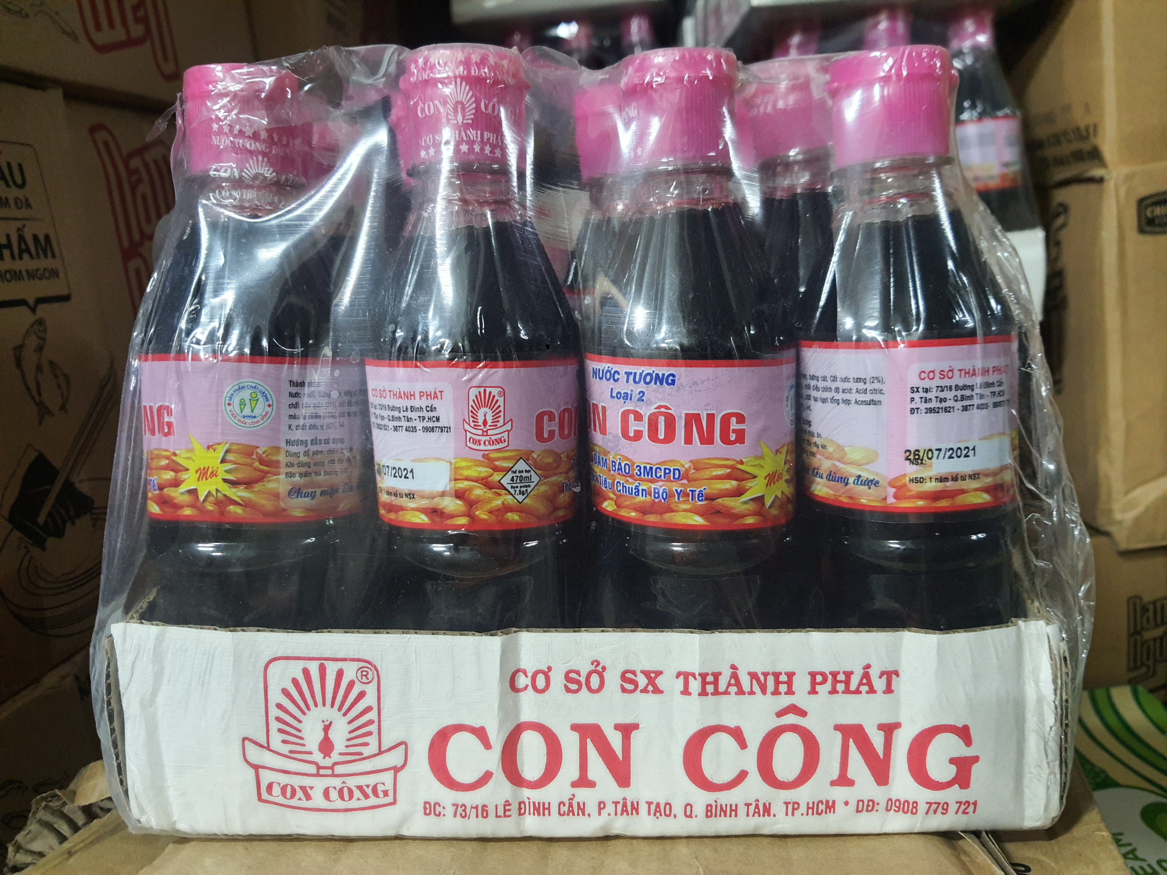 Nước Tương Đậu Nành Con Công chai 470ml Bloc 12 chai